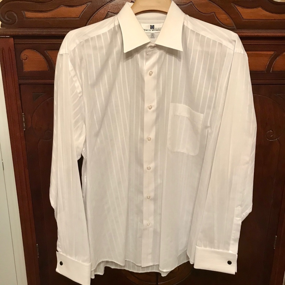 Italo Mondo Men’s White French Cuff Dress Shirt